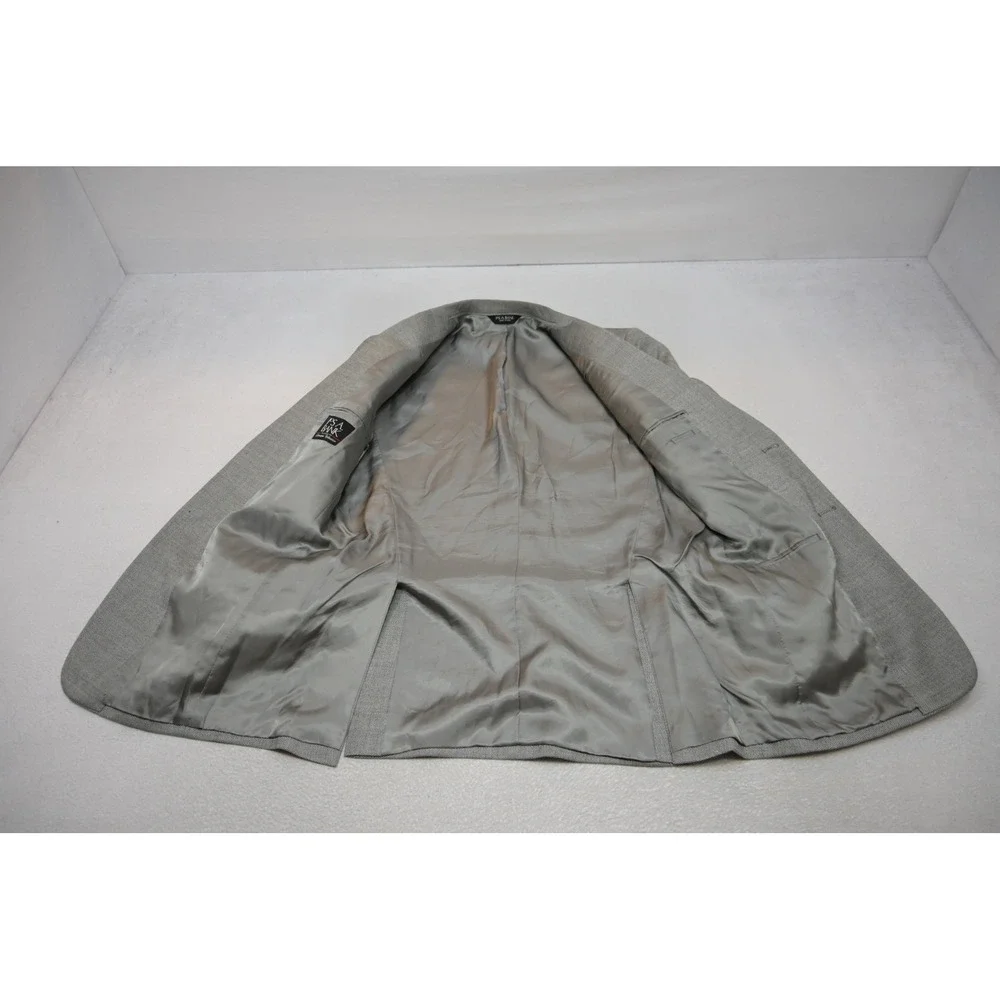 Jos a Bank Sport Coat Mens 40L Grey Textured Two Button Double Vent Blazer